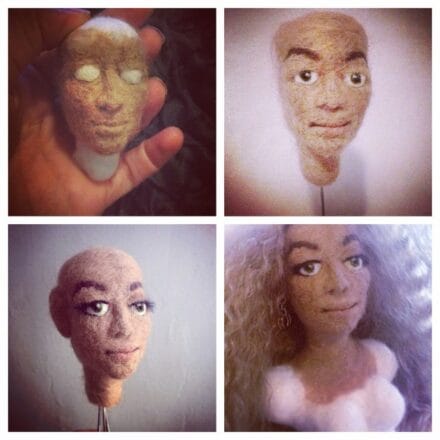 Needle-felted Beyoncé (WIP) | KnitHacker