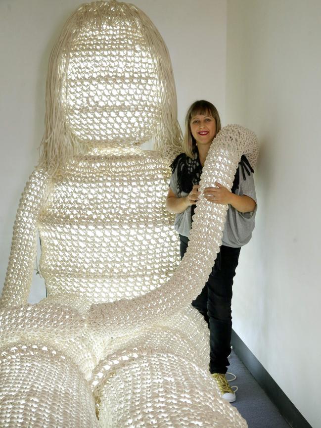 'Dolly' - Outdoor Installation By Crochet Artist Tina Fox, As Part of Sydney's 'Vivid Light Walk'