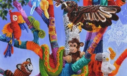 A Painted Tribute to Knit & Crochet Yarn Bombing by Vera Cauwenberghs