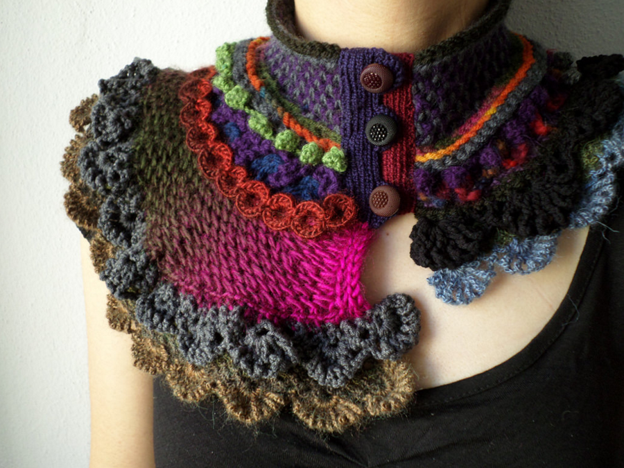 Knitted and Crocheted Scarflettes by Irregular Expressions