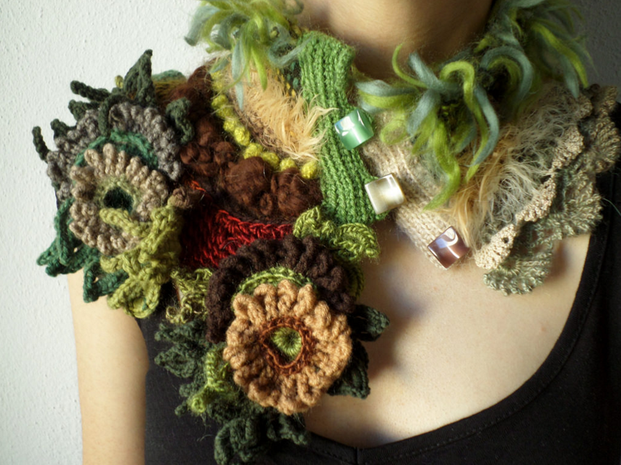 Knitted and Crocheted Scarflettes by Irregular Expressions