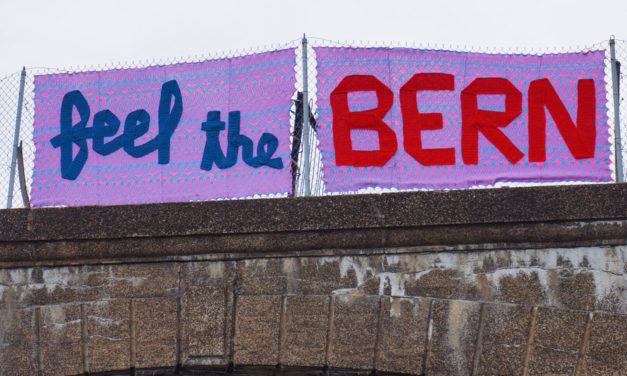 ‘Feel The Bern’ Yarn Bomb by ishknits