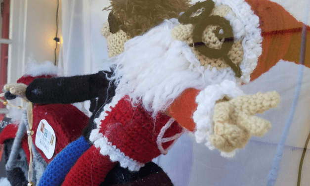 Here Comes Crochet Santa Claus … on Crochet Bob Dylan’s Crochet Motorcycle!