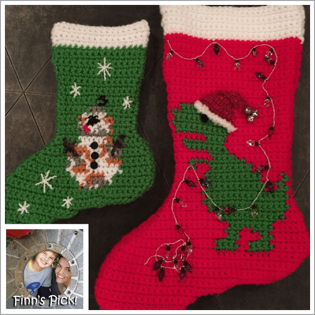 Crochet T-Rex Christmas Stocking