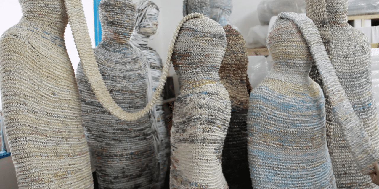 She Knits Books, Magazines, Diaries, and Maps Into Woven Sculptures and Dresses