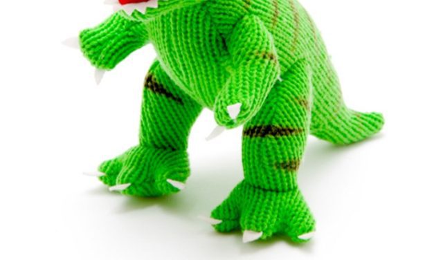 Finn’s Pick: Knitted Green T-Rex Rattle