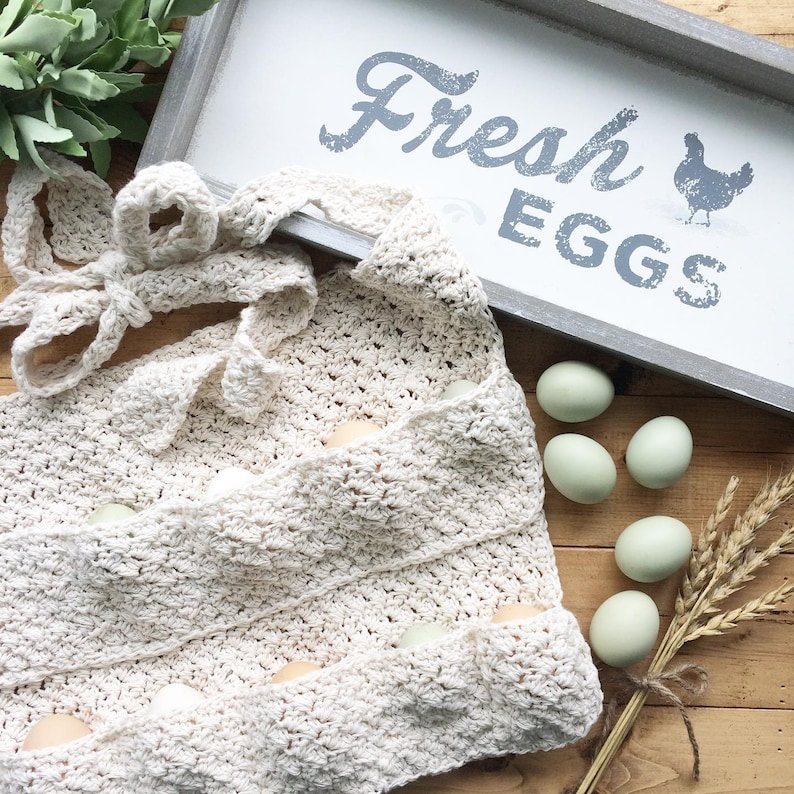 7 Eggscellent Knit & Crochet Egg Aprons For the Family Farm OR Your Next Easter Egg Hunt