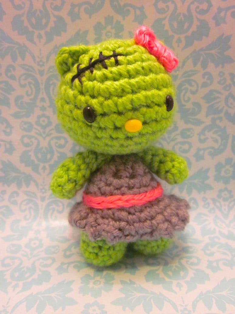 She Crocheted a Frankenstein Hello Kitty Amigurumi