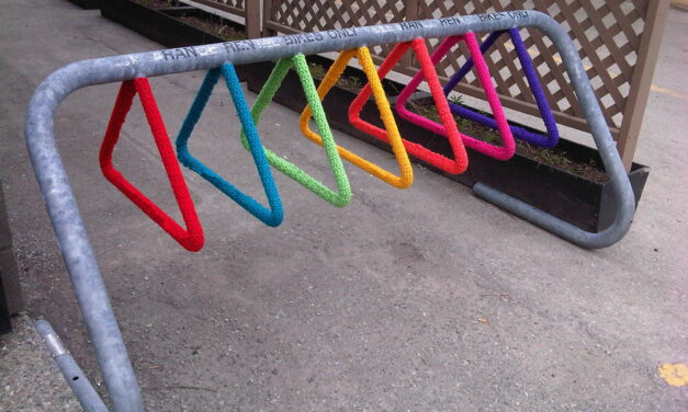 Rainbow Bike Rack Yarn Bomb – This Is Tight!