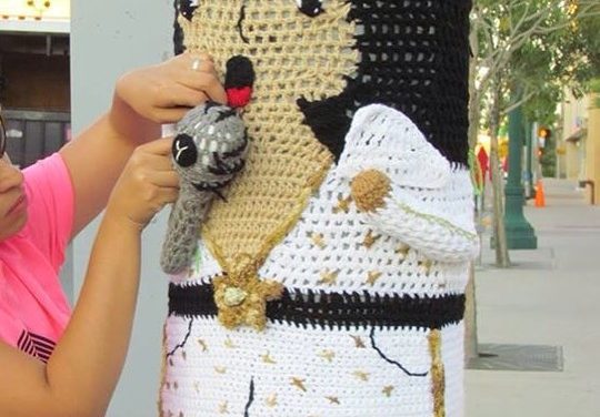Elvis Presley Yarn Bomb Sighting … His Iconic White Jumpsuit Looks Great in Knit & Crochet