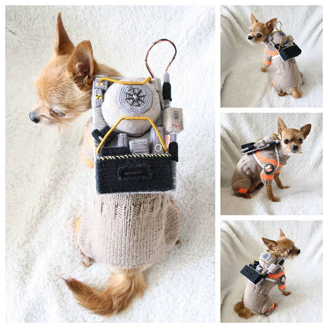 Check Out Pyret the Chorkie in His Knit & Crochet Doggy Ghostbusters Cosplay