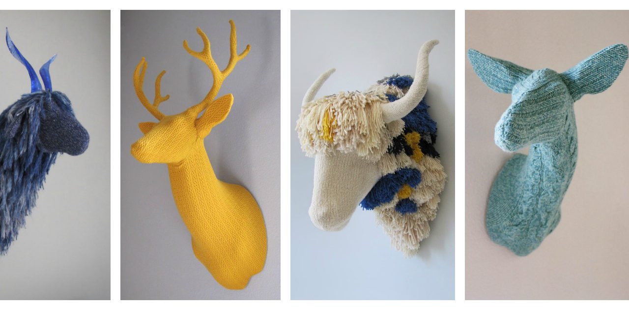 Rachel Denny Creates Magnificent Domestic Trophies Knitted With Luxurious Alpaca and Yak Fibers