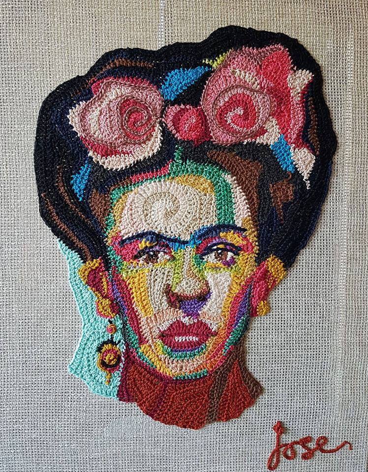 Amazing Crochet Portrait of Frida Kahlo By José Dammers