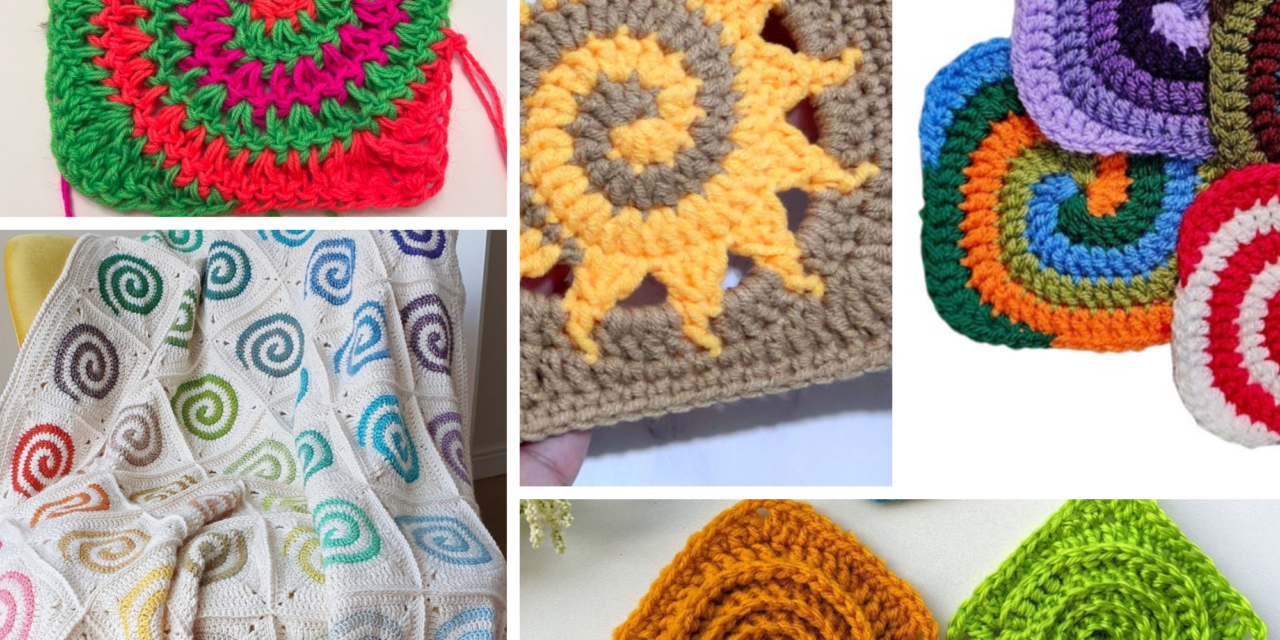 Hypnotic Two-Color Spiral Granny Square Patterns