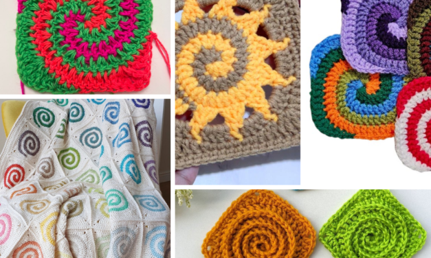 Hypnotic Two-Color Spiral Granny Square Patterns