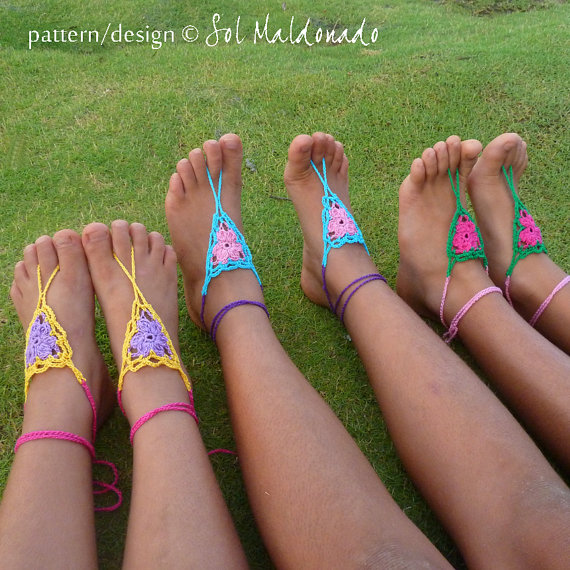 Knit Crochet Barefoot Sandal Anklet Boho Bohemian Hippie Beach Yoga Bridal  Style | eBay