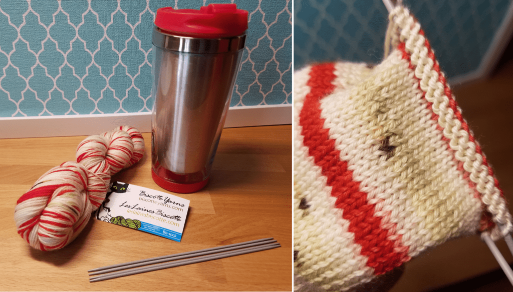 Knit the Perfect Travel Mug! Get the Hand-Dyed Yarn Kit From Biscotte Yarns