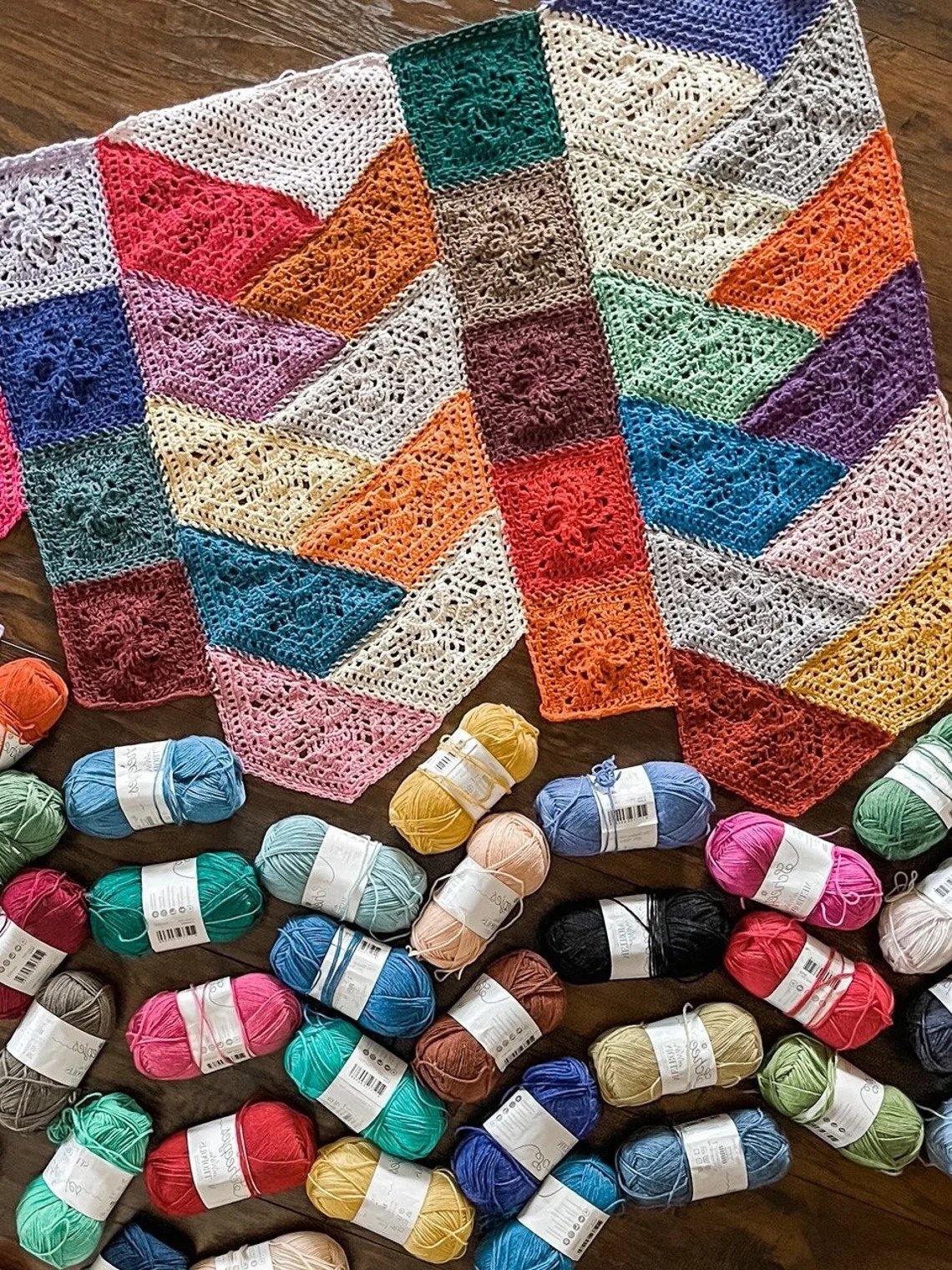 colorful crochet blanket pattern designed By CypressTextiles, get the pattern ...