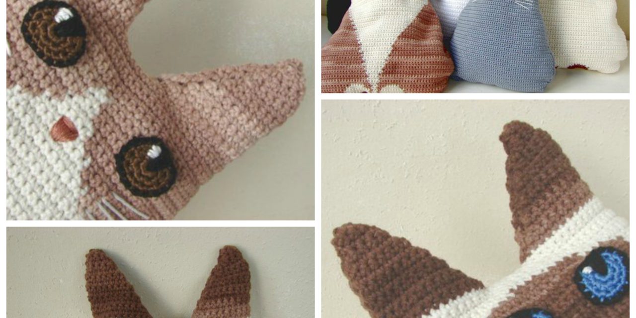 Crochet a Chipper Kitty-Cat Pillow, Unique Design, Makes a Fun Gift!
