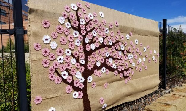 First-Class Cherry Blossom Yarn Bomb at the Children’s Hospital in Denver, CO