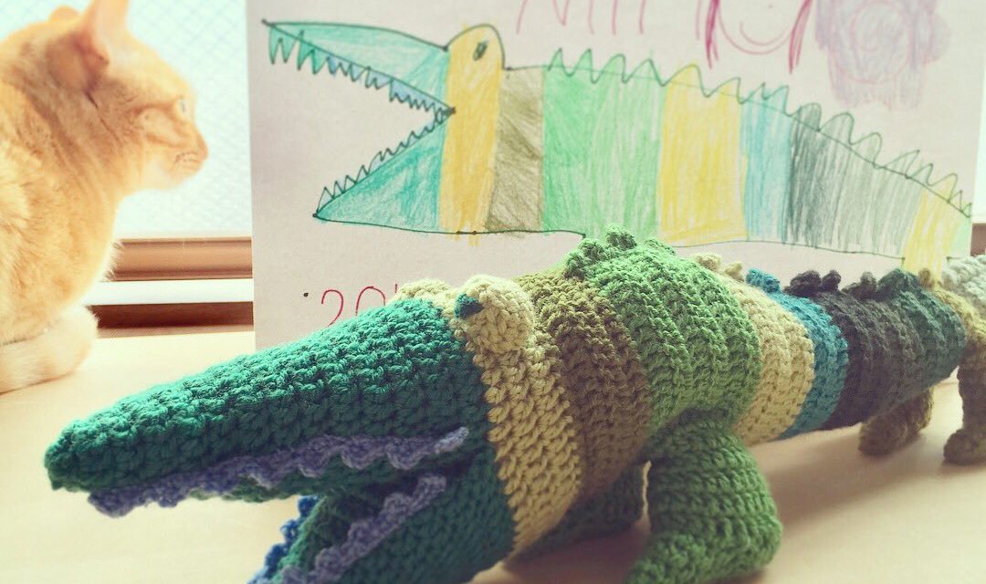 Her Nephew Drew a Crocodile, She Surprised Him With a Crochet Replica For His Birthday!