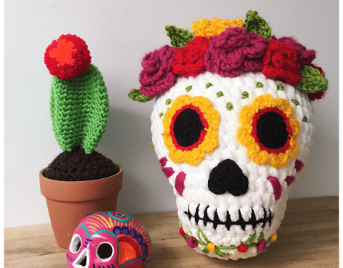 Beautiful Sugar Skull Amigurumi, Get the Crochet Pattern!