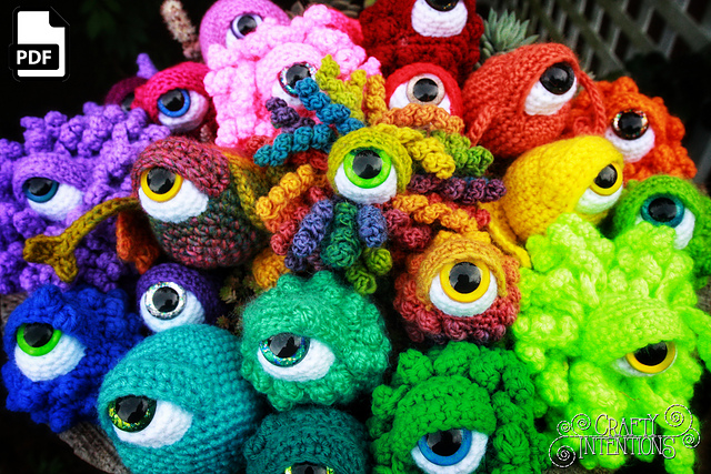 Crochet an Eyeball Monster Amigurumi - So Many Variations, Add Wings, Tentacles, Horns and More!