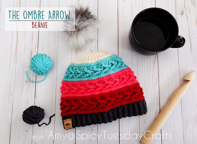 Crochet The Ombre Arrow Beanie With Colorful ‘Caron x Pantone’ Yarn
