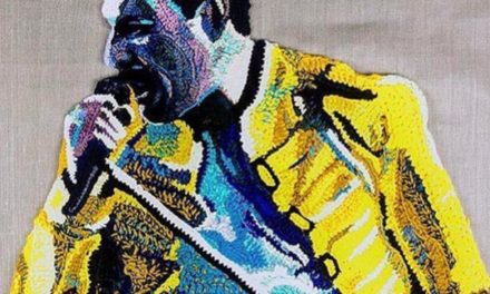 Freddie Mercury Portrait Crocheted by Katika