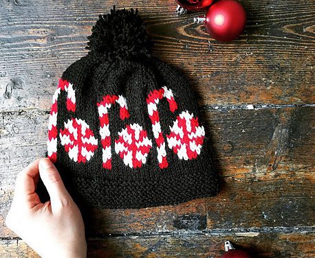 Knit a Candy Canes and Peppermints Beanie, Fun Pattern Designed by The Queen Stitch