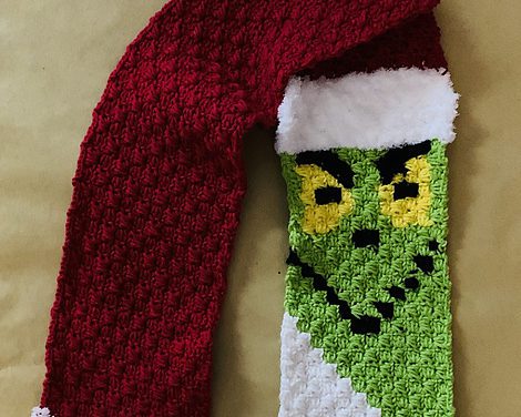 Crochet a Grinch Corner To Corner (C2C) Scarf With a Free Pattern From Jasmine Kennon
