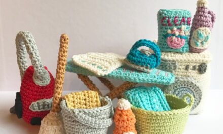 Cute Crochet Amigurumi Set To Play House By: Vacuum, Broom, Bucket & Mop, Ironing Board, Washer and More!