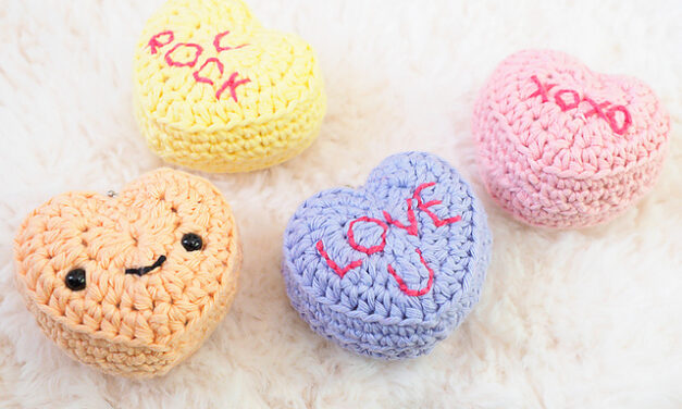Crochet a Set of Cute Candy Conversation Hearts … Free Valentine’s Day Pattern By One Dog Woof