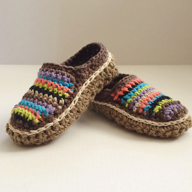 Crochet a Pair of Striped Moccasin Slippers, This Pattern Modification Rocks!