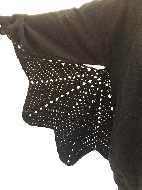 Crochet Bat Wings Designed To Be Sewn on a Sweater