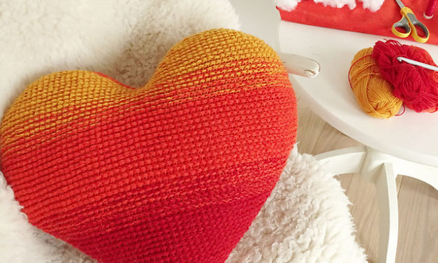 Crochet a Heart On Fire Pillow, Designed By StoneGnome