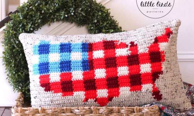 Crochet a Two-Tone Buffalo Plaid American Flag Pillow – It’s So Handsome!