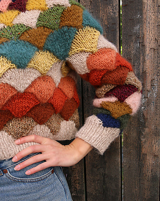 Knit a Pangolin Statement Sweater With Scarp Yarn ... Gorgeous Stashbuster!