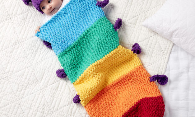 Crochet a Rainbow Caterpillar Snuggle Sleepsack … Makes An Adorable Baby Gift!