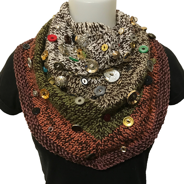 Knit a Veth Shawlette, Then Add ALL Your Buttons … It Looks Fantastic!