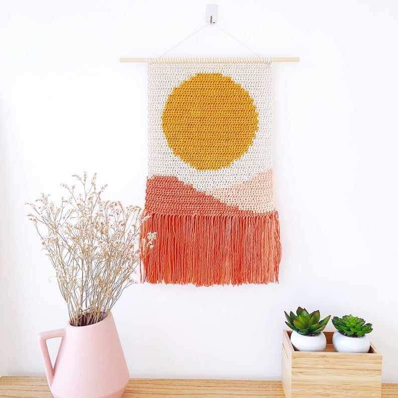 Get the wall hanging pattern via Etsy
