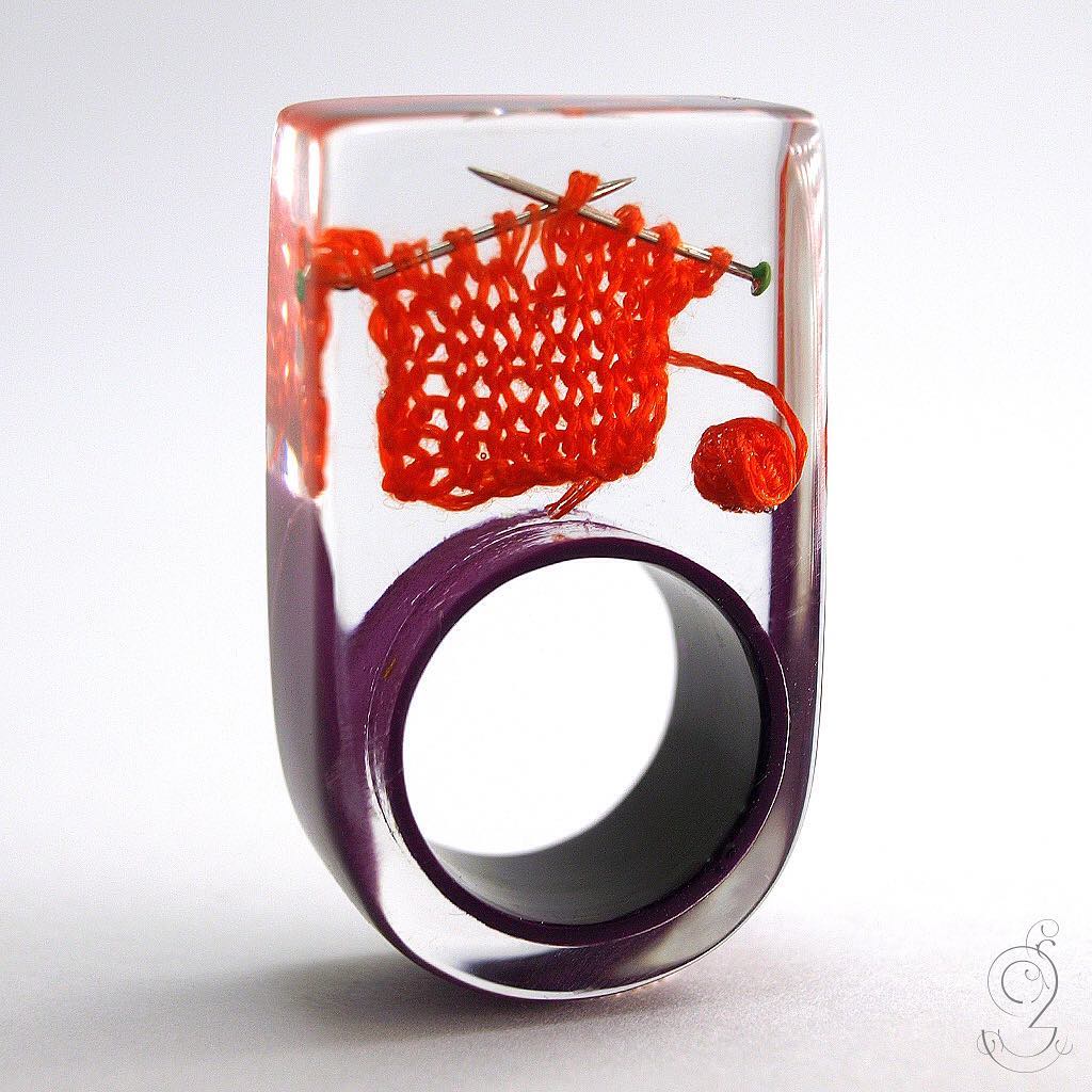 Knitting Meets Resin In This Creative and Unique Ring Designed by Isabell Kiefhaber