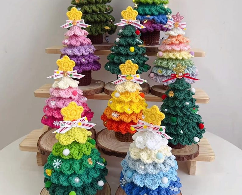 Crochet a Colorful Christmas Tree – Three Options! Plus, A Bonus Kitty-Cat!
