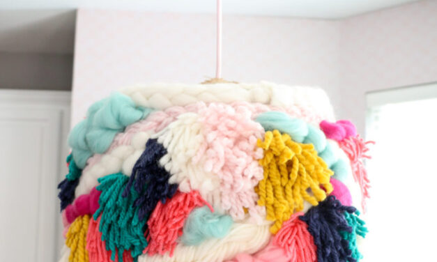 Genius DIY & Stashbuster Alert: Faux Woven Yarn Pendant Light Fixture