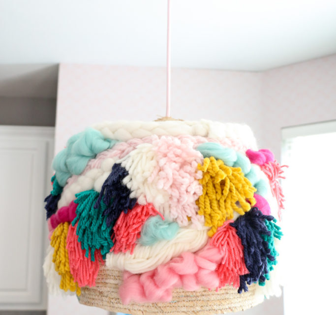 Genius DIY & Stashbuster Alert: Faux Woven Yarn Pendant Light Fixture