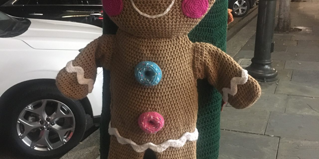 Gingerbread Man Yarn Bomb Spotted Outside a Doughnut Shop …