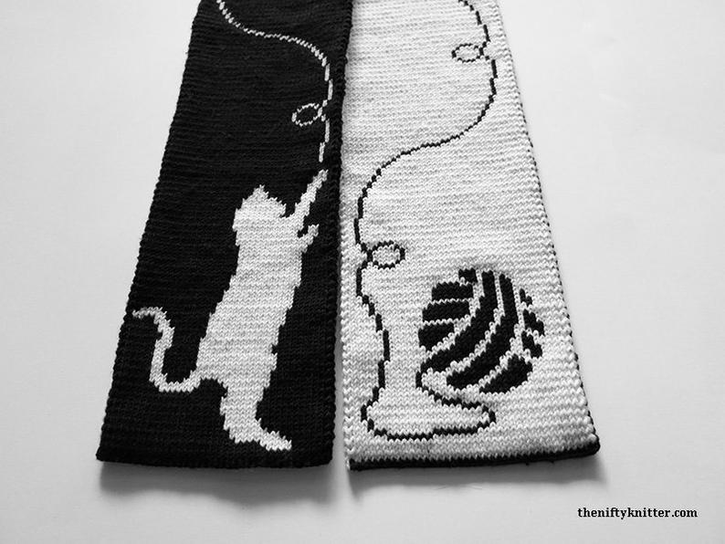 Happy Caturday! Here Are Two Double-Knit Scarf Patterns To Cast On Today! Cat-Lovers Unite In Warmth!