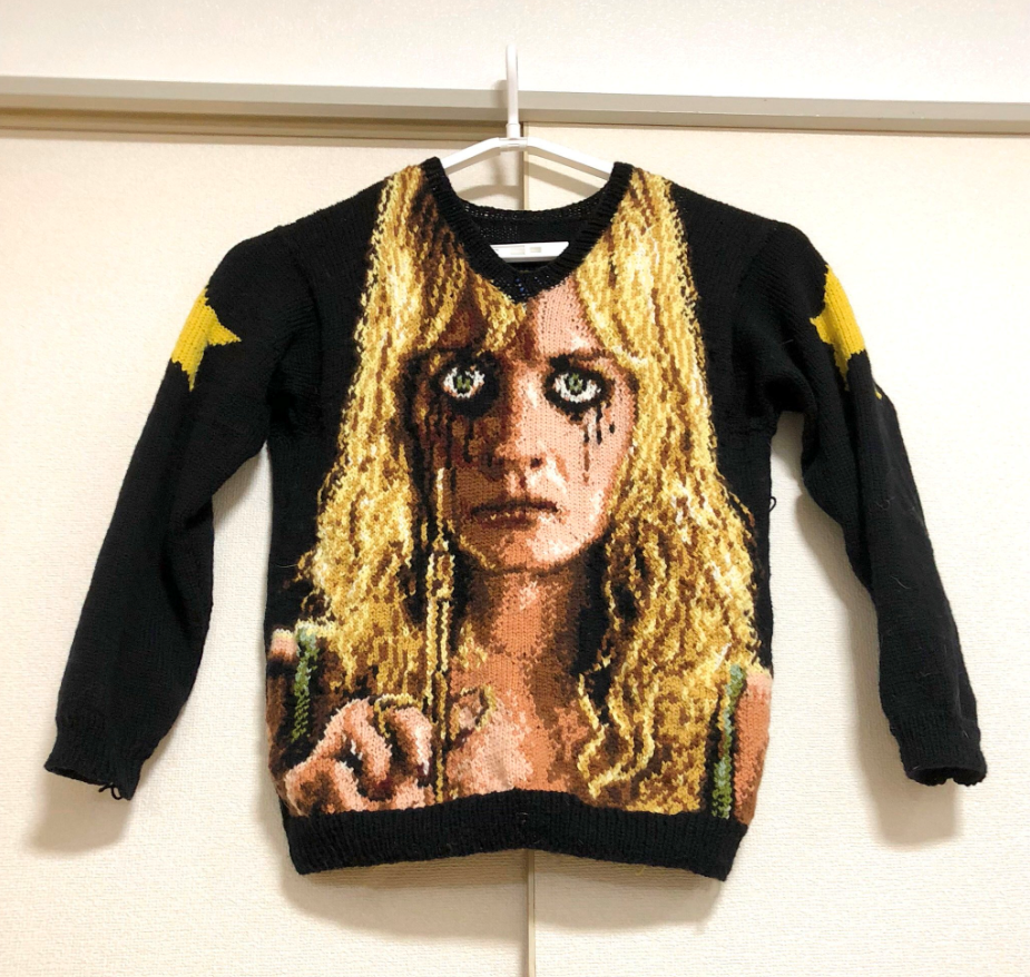 Check Out This This Knitted PLANET TERROR Sweater ... 'You Might Feel a Little Prick.'