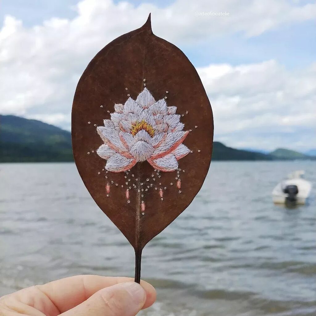 Gorgeous Embroidered Leaf Art By Arte e Ofício Ateliê
