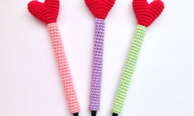 Crochet a Heart Pen Cozy For Valentine’s Or Even Galentine’s … Free Pattern!